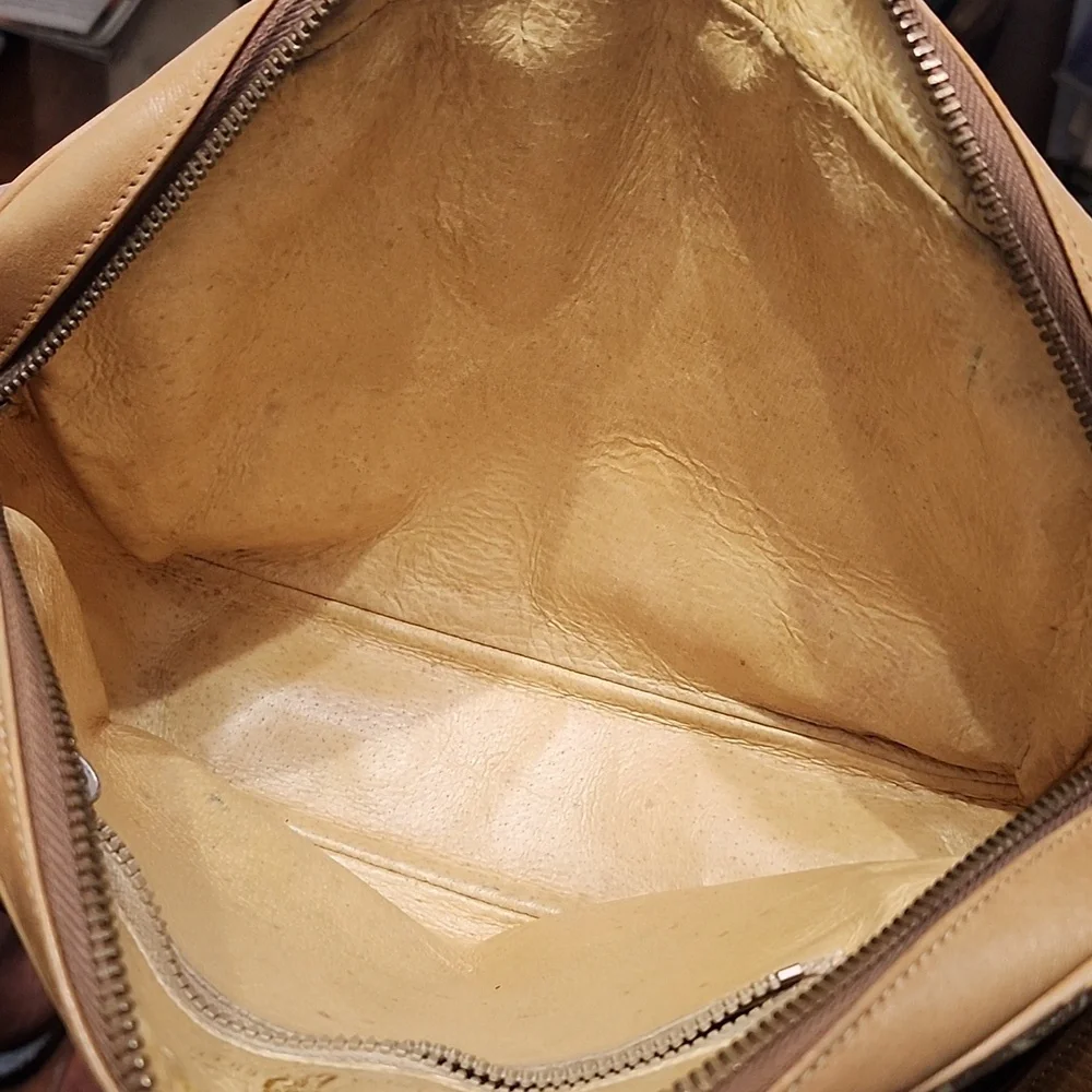 Nina Ricci Signature Logo Handbag Shoulder Bag Leather Tan Brown Animal Vtg Rare